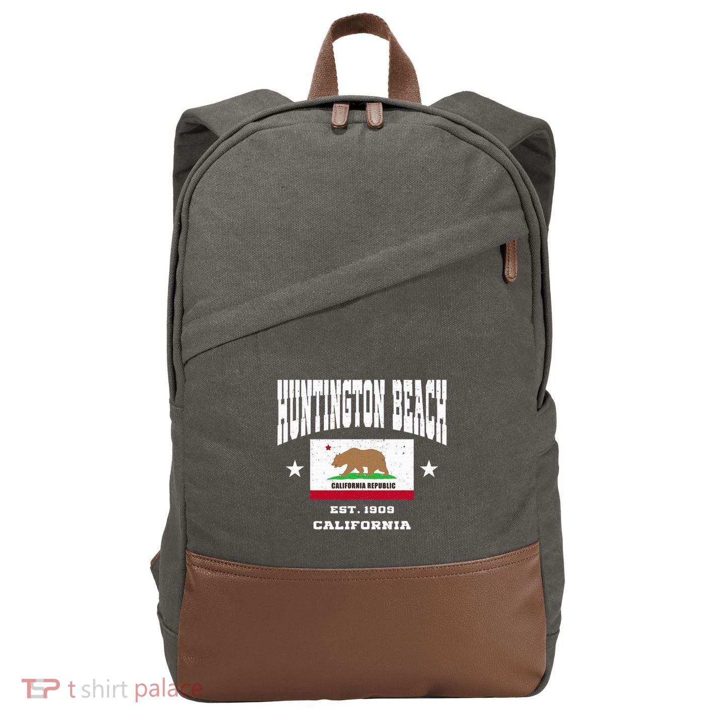 Vintage Huntington Beach California Ca Cotton Canvas Backpack