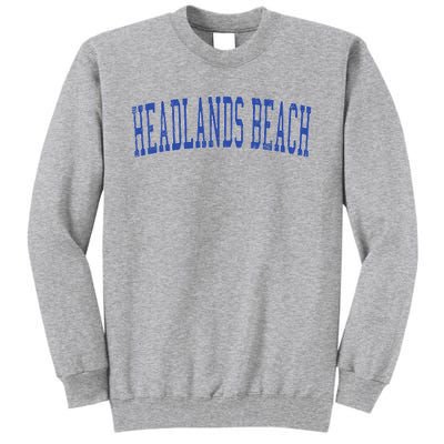 Vintage Headlands Beach Distressed Blue Varsity Style Tall Sweatshirt