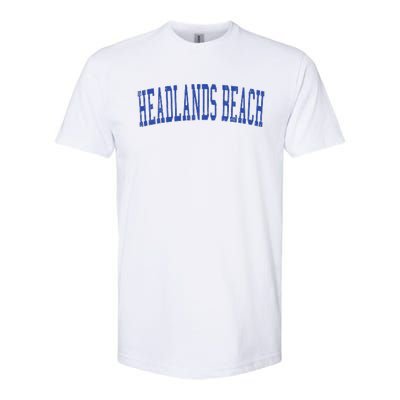 Vintage Headlands Beach Distressed Blue Varsity Style Softstyle® CVC T-Shirt