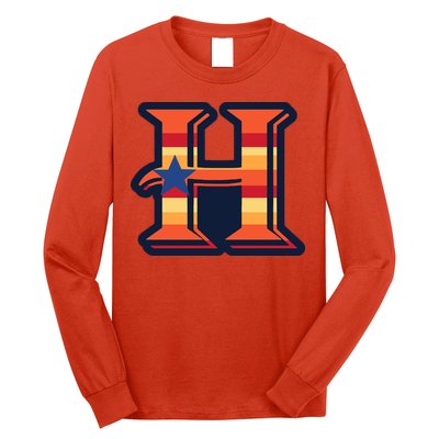 Vintage Houston Baseball H Vintage HTown Love City Texas Long Sleeve Shirt