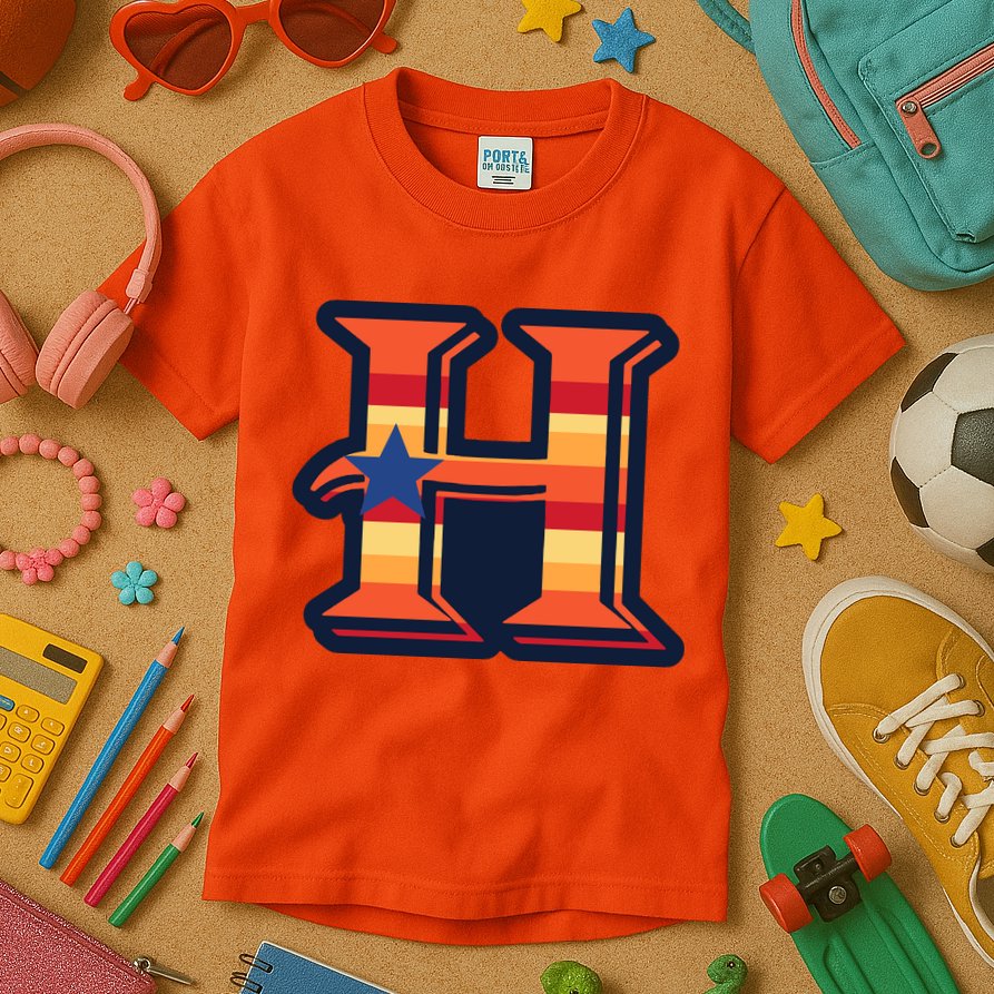 Vintage Houston Baseball H Vintage HTown Love City Texas Kids T-Shirt