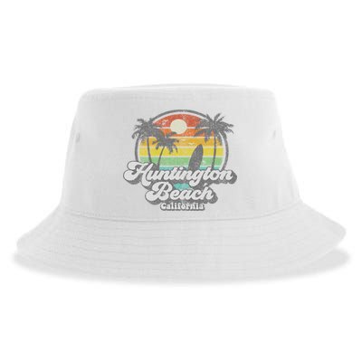 Vintage Huntington Beach California Surfing Retro Surf Gift Sustainable Bucket Hat