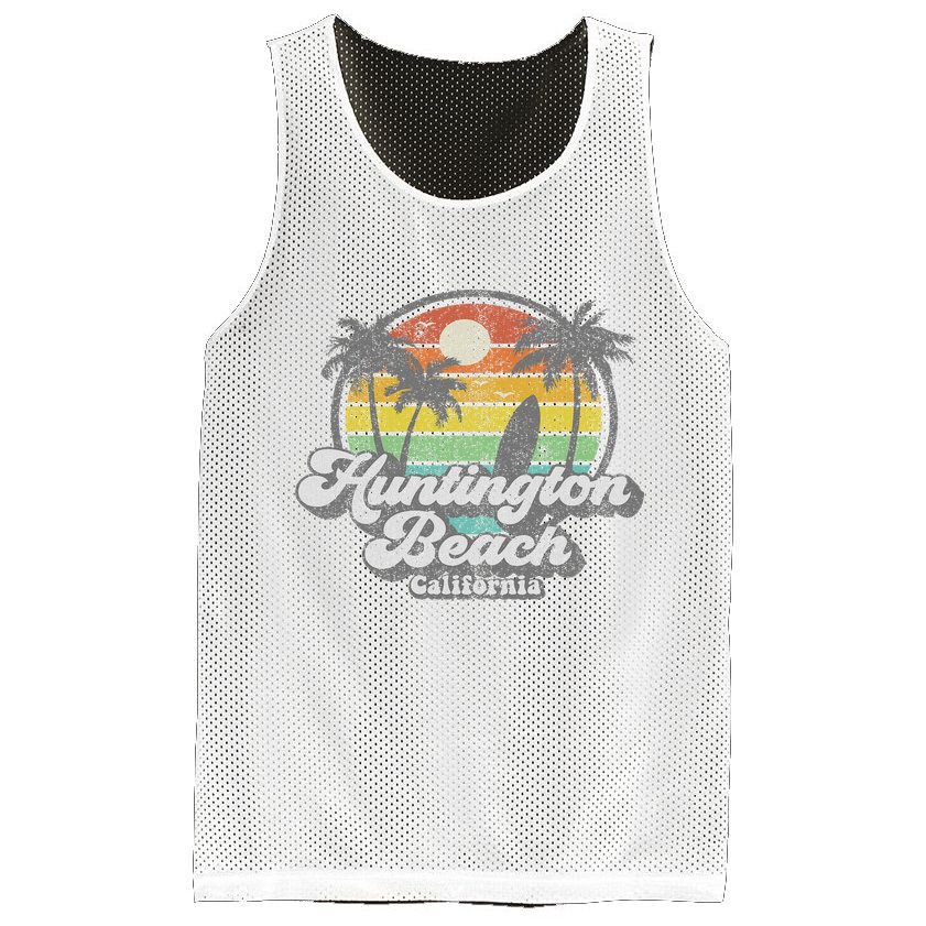 Vintage Huntington Beach California Surfing Retro Surf Gift Mesh Reversible Basketball Jersey Tank