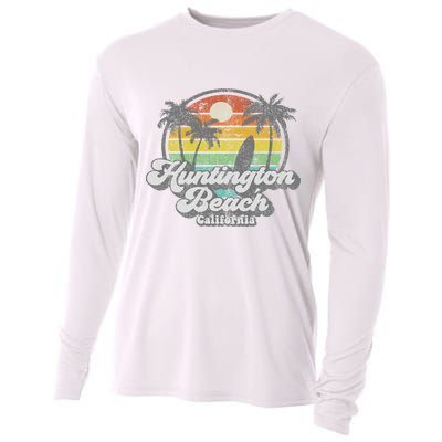 Vintage Huntington Beach California Surfing Retro Surf Gift Cooling Performance Long Sleeve Crew