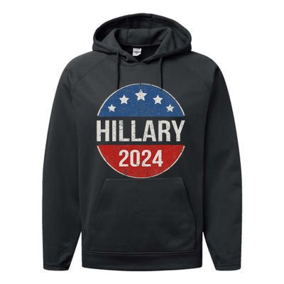 Vintage Hillary Clinton 2024 For President Election Campaign Performance Fleece Hoodie