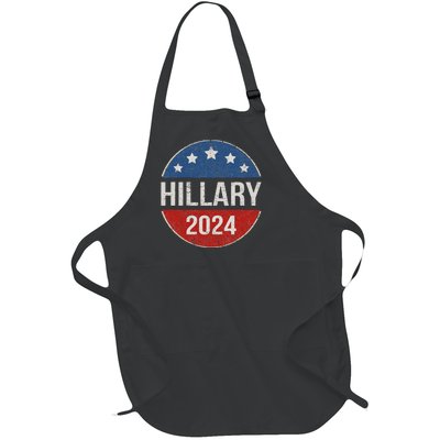 Vintage Hillary Clinton 2024 For President Election Campaign Full-Length Apron With Pockets