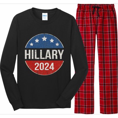 Vintage Hillary Clinton 2024 For President Election Campaign Long Sleeve Pajama Set