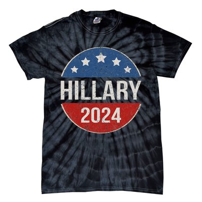 Vintage Hillary Clinton 2024 For President Election Campaign Tie-Dye T-Shirt