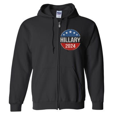 Vintage Hillary Clinton 2024 For President Election Campaign Full Zip Hoodie