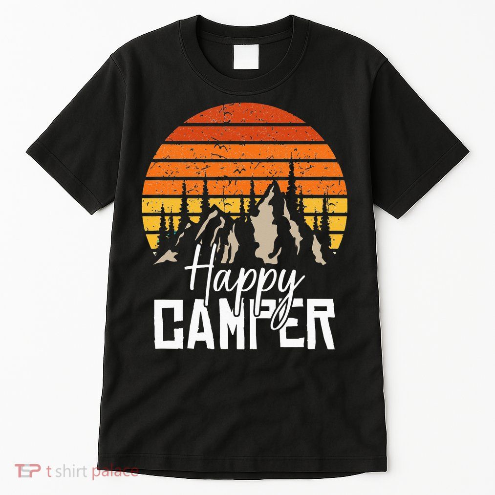 Vintage Happy Camper Tent Natural Mountain Tents Tall T-Shirt