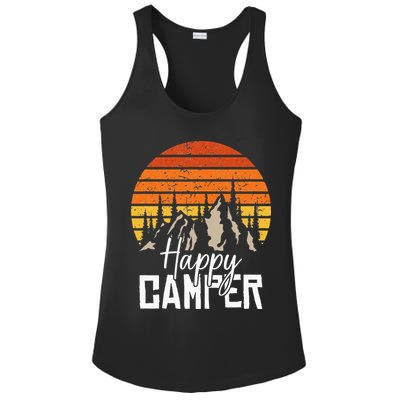 Vintage Happy Camper Tent Natural Mountain Tents Ladies PosiCharge Competitor Racerback Tank