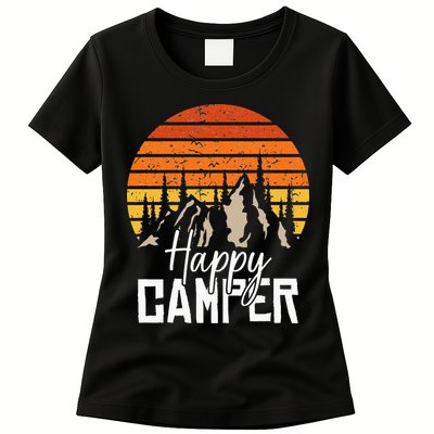 Vintage Happy Camper Tent Natural Mountain Tents Womens T-Shirt