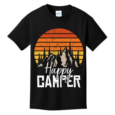 Vintage Happy Camper Tent Natural Mountain Tents Kids T-Shirt