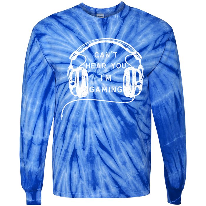 Vintage Headset Can't Hear You I'm Gaming Gift Tie-Dye Long Sleeve Shirt