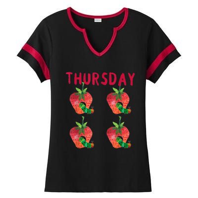 Very Hungry Caterpillar Thursday Fruits Birthday Caterpillar Ladies Halftime Notch Neck Tee