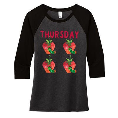 Very Hungry Caterpillar Thursday Fruits Birthday Caterpillar Women's Tri-Blend 3/4-Sleeve Raglan Shirt