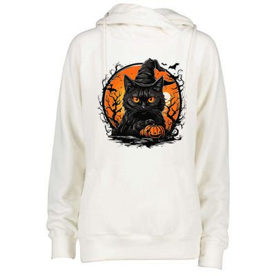 Vintage Halloween Cat Costume Womens Funnel Neck Pullover Hood