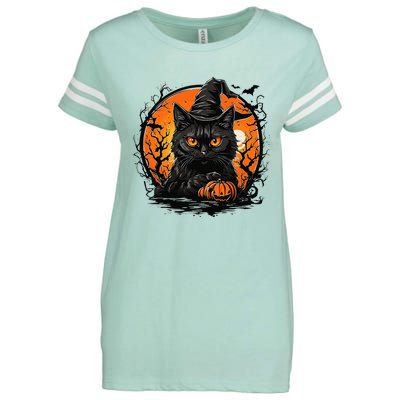 Vintage Halloween Cat Costume Enza Ladies Jersey Football T-Shirt