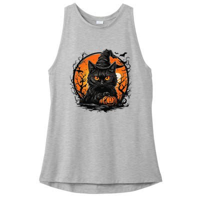 Vintage Halloween Cat Costume Ladies PosiCharge Tri-Blend Wicking Tank