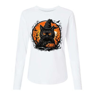 Vintage Halloween Cat Costume Womens Cotton Relaxed Long Sleeve T-Shirt