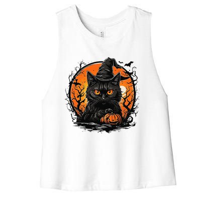 Vintage Halloween Cat Costume Women's Racerback Cropped Tank