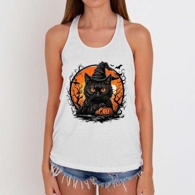 Vintage Halloween Cat Costume Women's Knotted Racerback Tank