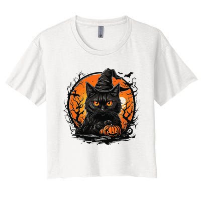 Vintage Halloween Cat Costume Women's Crop Top Tee