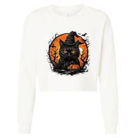 Vintage Halloween Cat Costume Cropped Pullover Crew