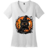 Vintage Halloween Cat Costume Women's V-Neck T-Shirt