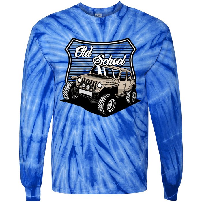 Vintage Hotrod Classic Off Road Old School Off Roader Gift Tie-Dye Long Sleeve Shirt