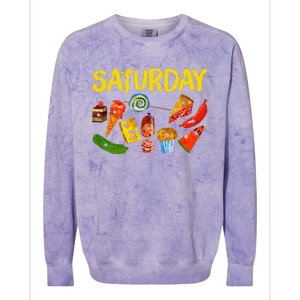 Very Hungry Caterpillar Saturday Fruits Birthday Teacher Colorblast Crewneck Sweatshirt