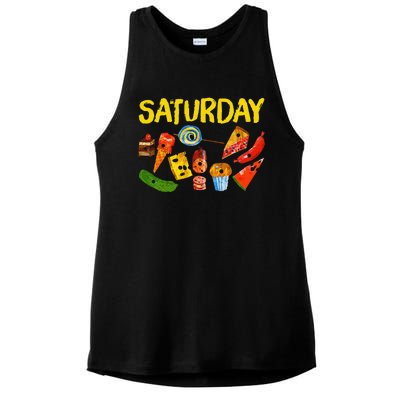 Very Hungry Caterpillar Saturday Fruits Birthday Teacher Ladies PosiCharge Tri-Blend Wicking Tank