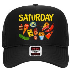 Very Hungry Caterpillar Saturday Fruits Birthday Teacher High Crown Mesh Back Trucker Hat