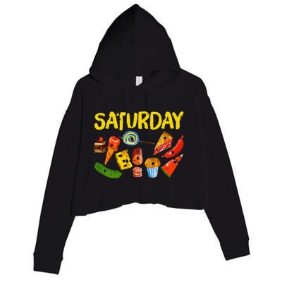 Very Hungry Caterpillar Saturday Fruits Birthday Teacher Crop Fleece Hoodie