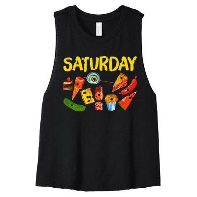 Very Hungry Caterpillar Saturday Fruits Birthday Teacher Women's Racerback Cropped Tank