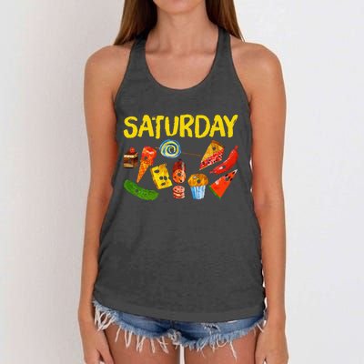 Very Hungry Caterpillar Saturday Fruits Birthday Teacher Women's Knotted Racerback Tank