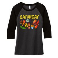 Very Hungry Caterpillar Saturday Fruits Birthday Teacher Women's Tri-Blend 3/4-Sleeve Raglan Shirt