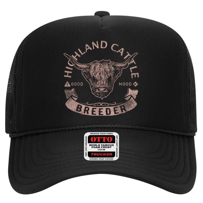 Vintage Highland Cattle Breeder & Scottish Cow Farmers Stuff High Crown Mesh Back Trucker Hat