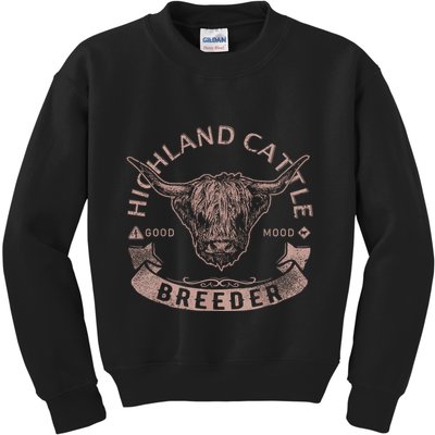 Vintage Highland Cattle Breeder & Scottish Cow Farmers Stuff Kids Sweatshirt