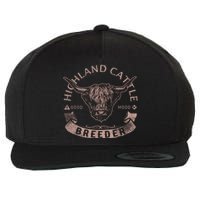 Vintage Highland Cattle Breeder & Scottish Cow Farmers Stuff Wool Snapback Cap