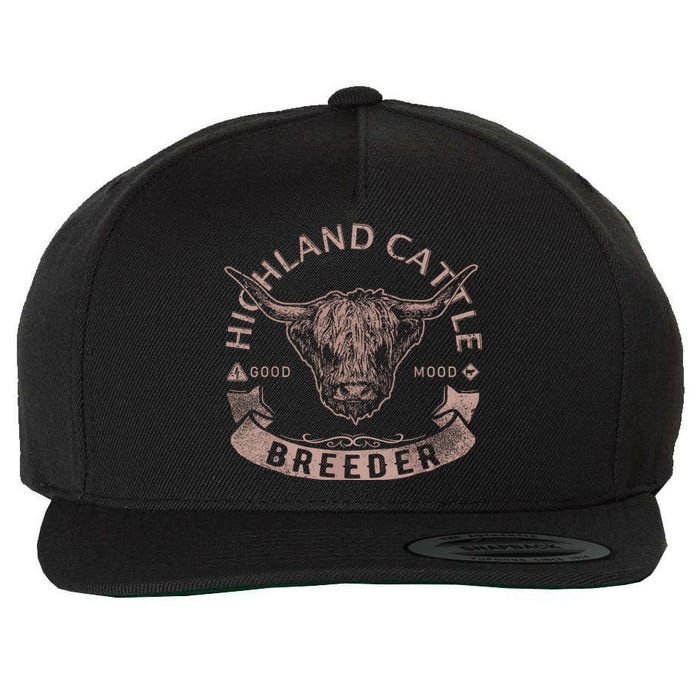 Vintage Highland Cattle Breeder & Scottish Cow Farmers Stuff Wool Snapback Cap