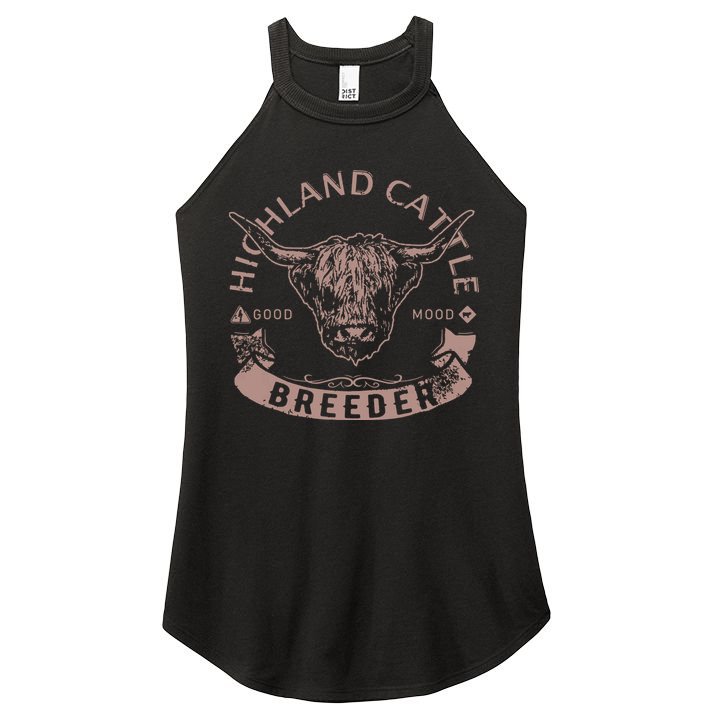 Vintage Highland Cattle Breeder Scottish Cow Farmers Stuff Women's Perfect Tri Rocker Tank