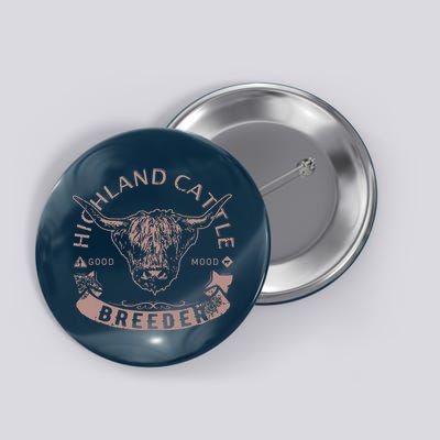 Vintage Highland Cattle Breeder Scottish Cow Farmers Stuff Button