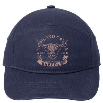 Vintage Highland Cattle Breeder Scottish Cow Farmers Stuff 7-Panel Snapback Hat