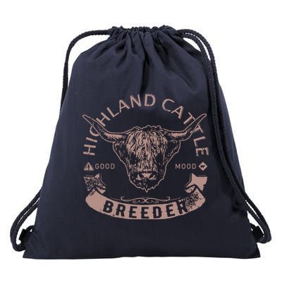 Vintage Highland Cattle Breeder Scottish Cow Farmers Stuff Drawstring Bag
