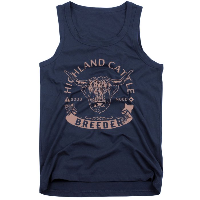 Vintage Highland Cattle Breeder Scottish Cow Farmers Stuff Tank Top