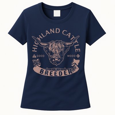 Vintage Highland Cattle Breeder Scottish Cow Farmers Stuff Womens T-Shirt
