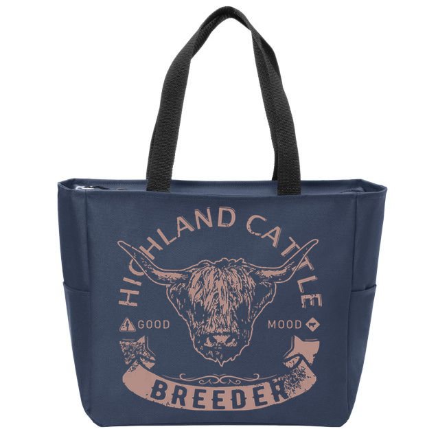 Vintage Highland Cattle Breeder Scottish Cow Farmers Stuff Zip Tote Bag