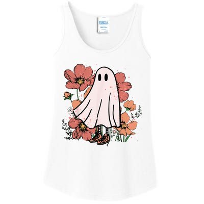 Vintage Halloween Costume Spooky Retro Cute Floral Ghost Ladies Essential Tank