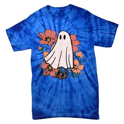 Vintage Halloween Costume Spooky Retro Cute Floral Ghost Tie-Dye T-Shirt